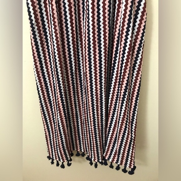 THML Womens Chevron Pattern Tassel Hem Sleeveless Scoop Neck Mini Dress Size M - Picture 6 of 16